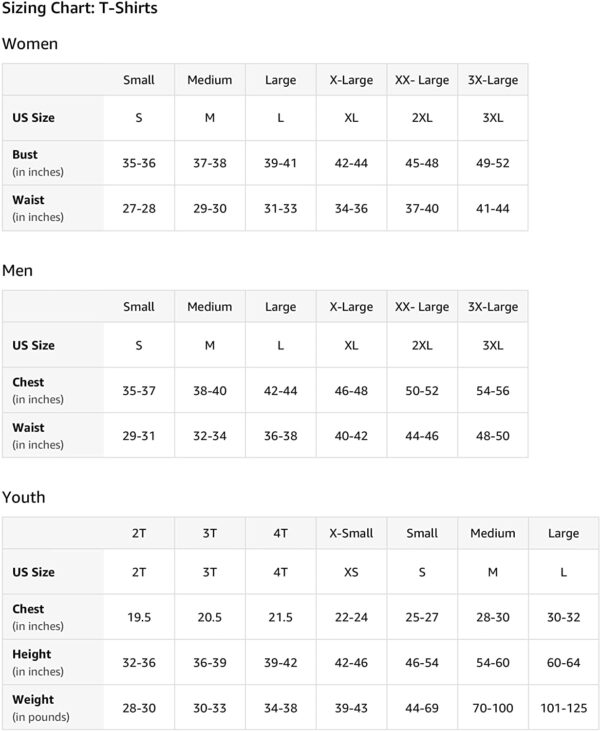 Amazon Size Chart